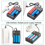 BMAX 18650 3슬롯 USB 충전기 3.7/4.2V 독립 리튬 배터리 충전기, 3슬롯 USB(블랙)