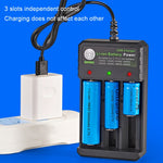 BMAX 18650 3슬롯 USB 충전기 3.7/4.2V 독립 리튬 배터리 충전기, 3슬롯 USB(블랙)
