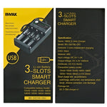 BMAX 18650 3슬롯 USB 충전기 3.7/4.2V 독립 리튬 배터리 충전기, 3슬롯 USB(블랙)