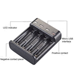 BMAX BH-804U 1.2V AA/AAA 충전식 배터리 독립 4슬롯 USB 충전기, 4슬롯 마이크로 USB(블랙)