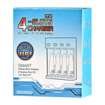 BMAX BH-804U 1.2V AA/AAA 충전식 배터리 독립 4슬롯 USB 충전기, 4슬롯 마이크로 USB(블랙)