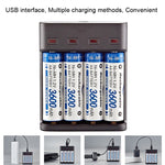 BMAX BH-804U 1.2V AA/AAA 충전식 배터리 독립 4슬롯 USB 충전기, 4슬롯 마이크로 USB(블랙)