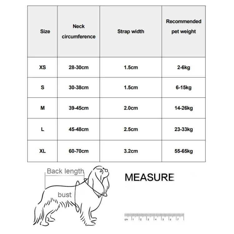 벌집망 개 목걸이 목 보호대 통기성 반사 염증 방지 목걸이, XS, S, M, L, XL
