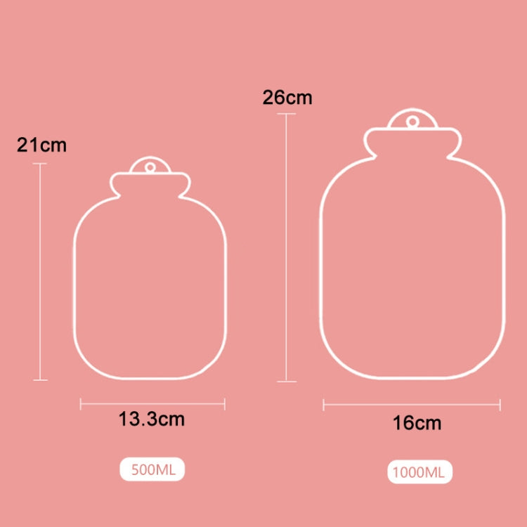 만화 봉제 휴대용 물 주입 미니 온수 주머니, 500ML 분홍, 500ML 파랑, 1000ML 파랑, 1000ML 초록, 1000ML 민트 그린, 1000ML 삽입 노랑, 1000ML 삽입 초록