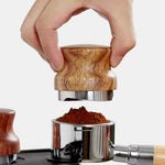 Pear Wood Stainless Steel Coffee Compressor, 51 mm, 53 mm, 58 mm