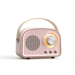 DW21 Vintage Radio BT Speaker Support TF Card/U Disk to Play, White, Dark Green, Light Green, Pink, Wood Grain