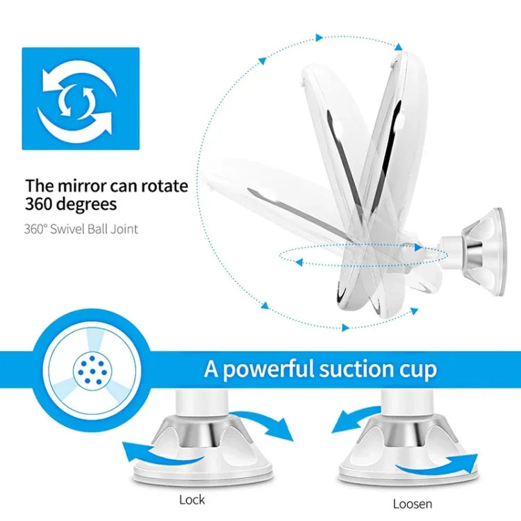 12cm 메이크업 거울 LED 보조 조명 5배 확대 흡착 컵 뷰티 거울