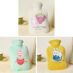 만화 벨벳 커버 두꺼운 방폭 PVC 물주입 온수주머니, 500ML 우유색, 1000ML 우유색, 2000ML 우유색, 500ML 연녹색, 1000ML 연녹색, 2000ML 연녹색, 500ML 노란색, 1000ML 노란색, 2000ML 노란색