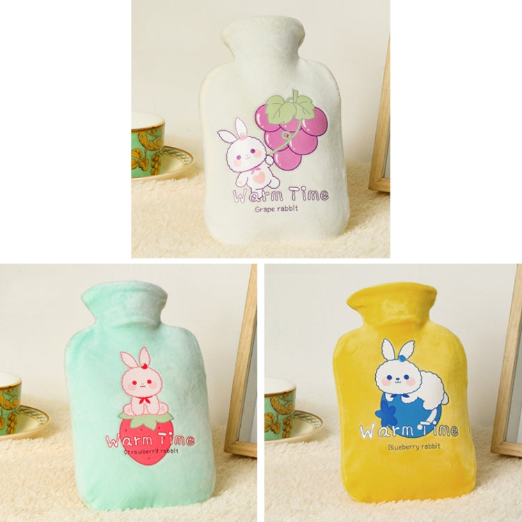 만화 벨벳 커버 두꺼운 방폭 PVC 물주입 온수주머니, 500ML 우유색, 1000ML 우유색, 2000ML 우유색, 500ML 연녹색, 1000ML 연녹색, 2000ML 연녹색, 500ML 노란색, 1000ML 노란색, 2000ML 노란색