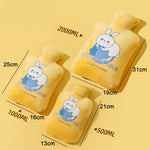 만화 벨벳 커버 두꺼운 방폭 PVC 물주입 온수주머니, 500ML 우유색, 1000ML 우유색, 2000ML 우유색, 500ML 연녹색, 1000ML 연녹색, 2000ML 연녹색, 500ML 노란색, 1000ML 노란색, 2000ML 노란색
