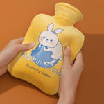만화 벨벳 커버 두꺼운 방폭 PVC 물주입 온수주머니, 500ML 우유색, 1000ML 우유색, 2000ML 우유색, 500ML 연녹색, 1000ML 연녹색, 2000ML 연녹색, 500ML 노란색, 1000ML 노란색, 2000ML 노란색