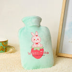 만화 벨벳 커버 두꺼운 방폭 PVC 물주입 온수주머니, 500ML 우유색, 1000ML 우유색, 2000ML 우유색, 500ML 연녹색, 1000ML 연녹색, 2000ML 연녹색, 500ML 노란색, 1000ML 노란색, 2000ML 노란색
