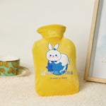 만화 벨벳 커버 두꺼운 방폭 PVC 물주입 온수주머니, 500ML 우유색, 1000ML 우유색, 2000ML 우유색, 500ML 연녹색, 1000ML 연녹색, 2000ML 연녹색, 500ML 노란색, 1000ML 노란색, 2000ML 노란색