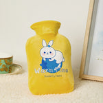 만화 벨벳 커버 두꺼운 방폭 PVC 물주입 온수주머니, 500ML 우유색, 1000ML 우유색, 2000ML 우유색, 500ML 연녹색, 1000ML 연녹색, 2000ML 연녹색, 500ML 노란색, 1000ML 노란색, 2000ML 노란색