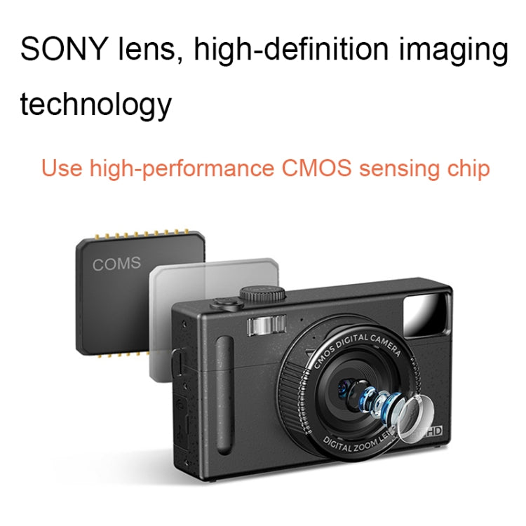 R1 4800만 HD 픽셀 3.0인치 IPS 스크린 어린이 디지털 카메라, 사양:, 블랙, 핑크, 블랙+카드 리더기, 핑크+카드 리더기