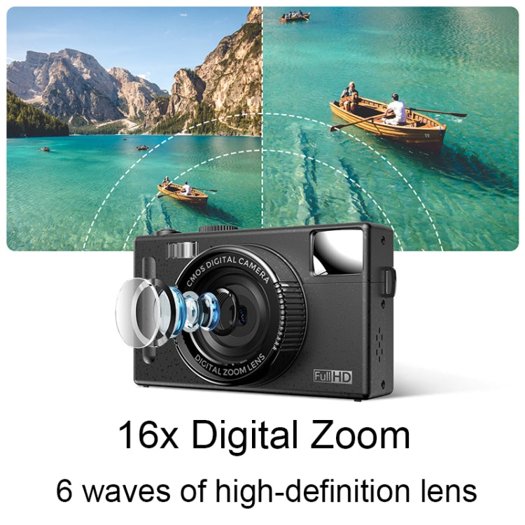 R1 4800만 HD 픽셀 3.0인치 IPS 스크린 어린이 디지털 카메라, 사양:, 블랙, 핑크, 블랙+카드 리더기, 핑크+카드 리더기