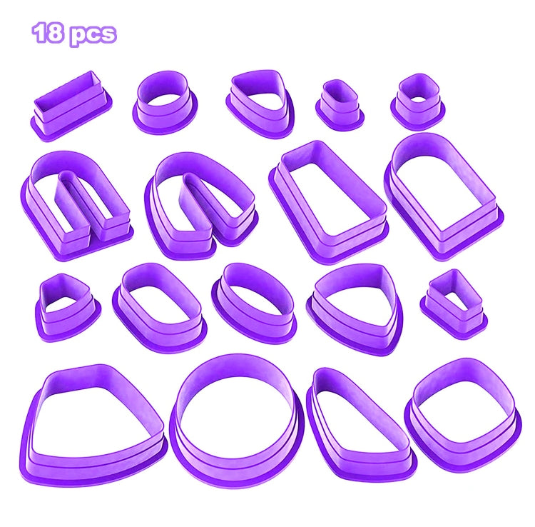 18종 1세트 부드러운 점토 귀걸이 몰드 DIY 수제 점토 커터 점토 귀걸이 제작 몰드, 18종 1세트 (보라), 18종 1세트 (핑크), 18종 1세트 (노랑), 18종 1세트 (파랑)