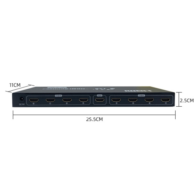 FJGEAR SM4K108 8포트 HDMI 분배기 4K HD 오디오 및 비디오 분배기 EU 플러그, SM4K108