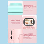 A18 HD 인쇄 가능한 만화 어린이용 디지털 카메라 회전 렌즈 포함, 사양:, 핑크, 핑크+16G, 핑크+32G, 블루, 블루+16G, 블루+32G