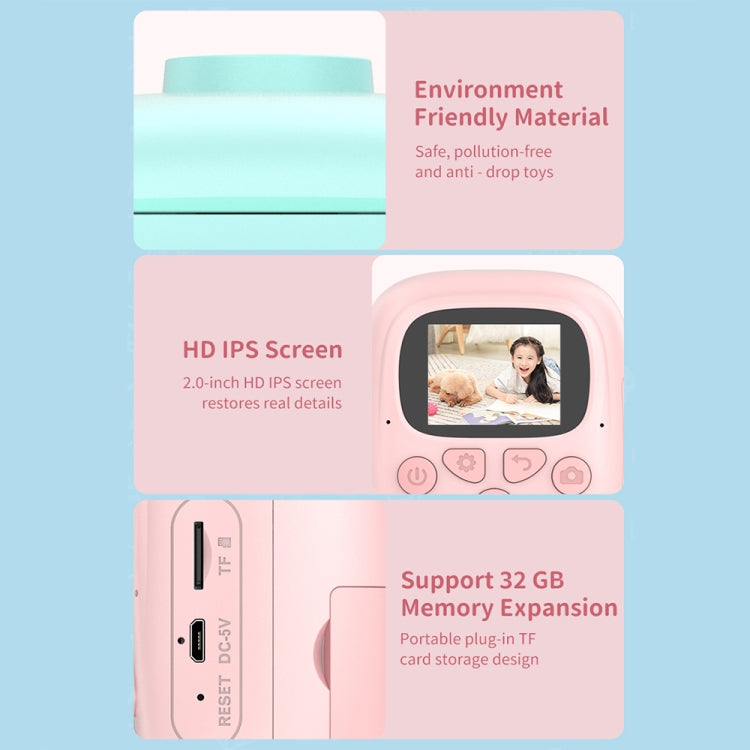 A18 HD 인쇄 가능한 만화 어린이용 디지털 카메라 회전 렌즈 포함, 사양:, 핑크, 핑크+16G, 핑크+32G, 블루, 블루+16G, 블루+32G