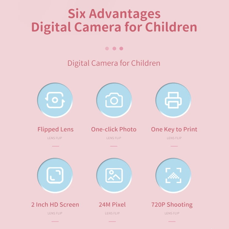 A18 HD 인쇄 가능한 만화 어린이용 디지털 카메라 회전 렌즈 포함, 사양:, 핑크, 핑크+16G, 핑크+32G, 블루, 블루+16G, 블루+32G