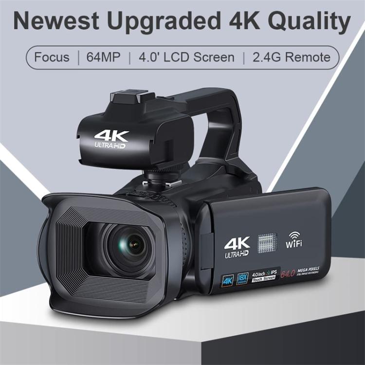64MP 4인치 터치 스크린 핸드헬드 디지털 비디오 카메라, 4K 16G, 4K 32G, 4K 64G
