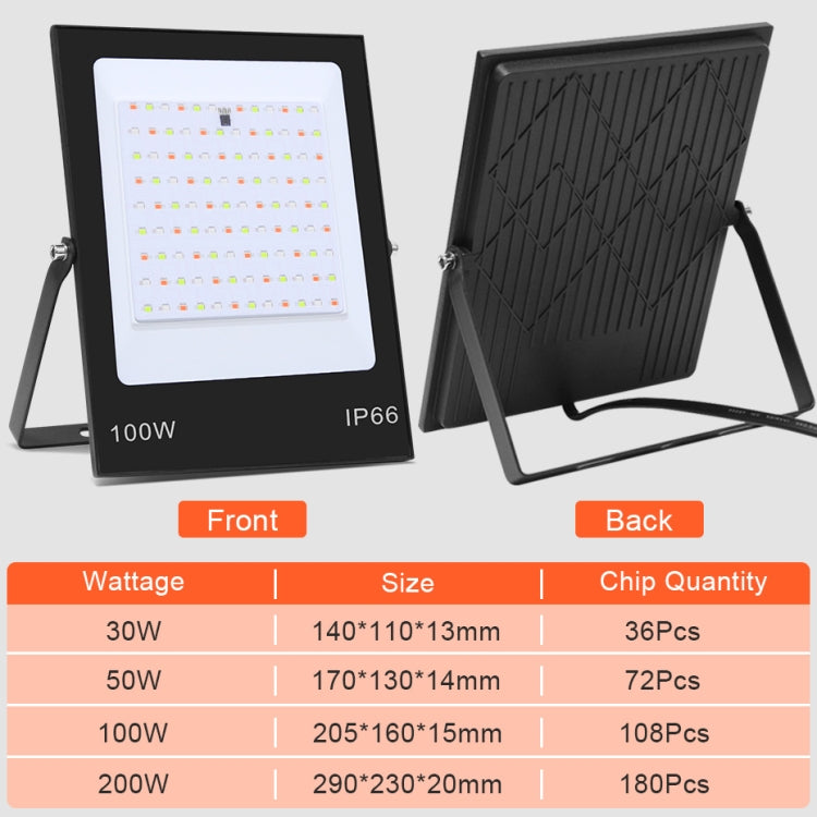 컬러풀 RGB 변환 LED 투광 조명 리모컨 포함, 30W, 100W