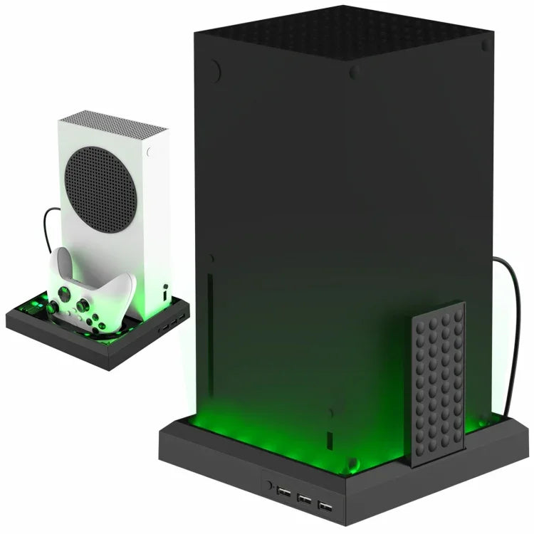 Xbox Series X S 충전 쿨링 팬 베이스 RGB 컬러풀 라이트 충전기 브래킷, RGB 컬러풀 라이트