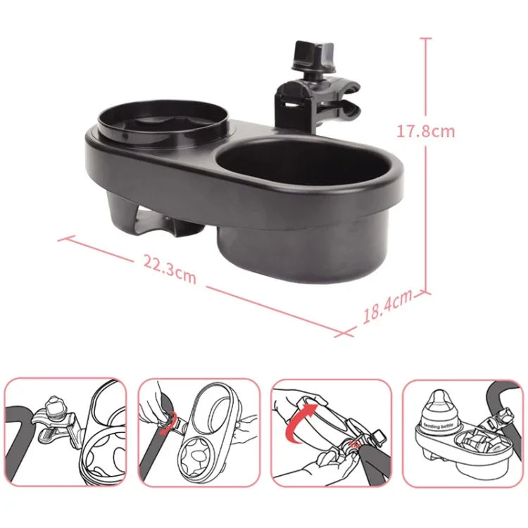 Stroller Double Cup Holder Pushchair Bottle Snack Box Shelf, J4100