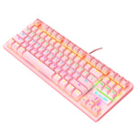 ZIYOULANG K2 87키 오피스 노트북 펑크 발광 기계식 유선 키보드, 케이블 길이: 1.5m, K2 블랙, K2 화이트, K2 핑크, K2 블루