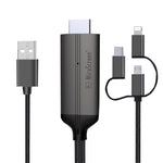 1080P HDTV 동글 케이블, 플러그 앤 플레이 HDMI 스크린 플러그 앤 플레이, LD36 8핀 + 마이크로 USB + 타입-C / USB-C to HDMI