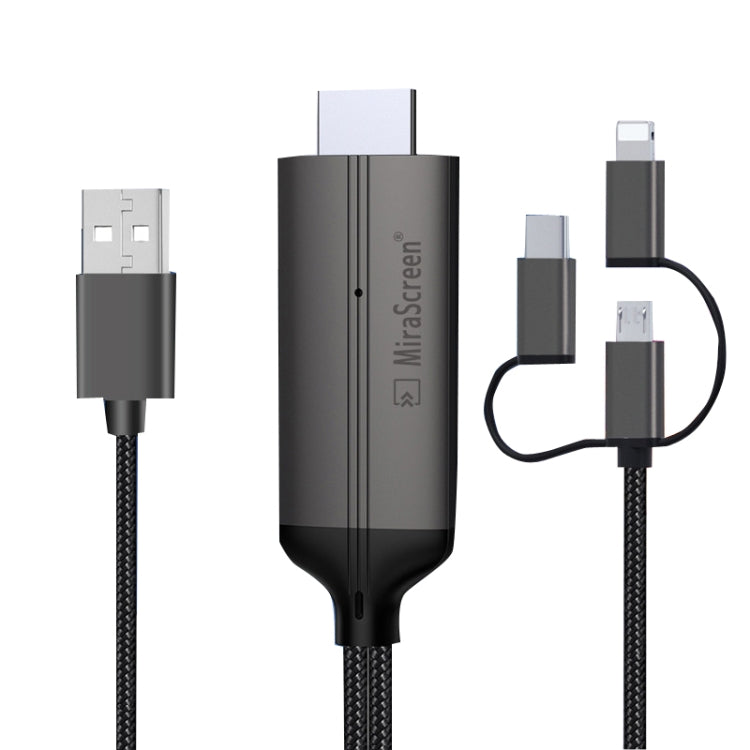 1080P HDTV 동글 케이블, 플러그 앤 플레이 HDMI 스크린 플러그 앤 플레이, LD36 8핀 + 마이크로 USB + 타입-C / USB-C to HDMI