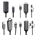 1080P HDTV 동글 케이블, 플러그 앤 플레이 HDMI 스크린 플러그 앤 플레이, LD36 8핀 + 마이크로 USB + 타입-C / USB-C to HDMI