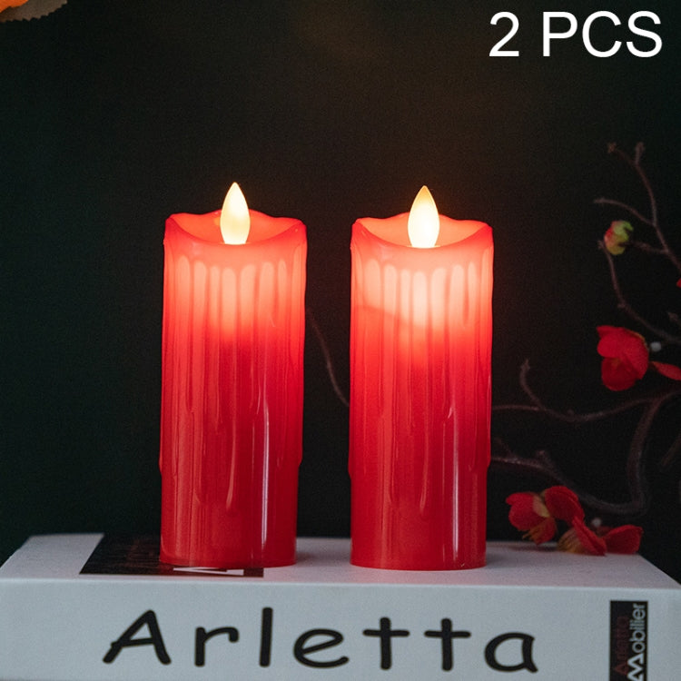 2 PCS Electronic Candle Light Swinging Wick Simulation Candle Lamp, 5x11cm, 5x13cm, 5x15cm