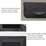 Detailed view of the Carbon Fiber Signal Shielding Bag highlighting stitching and sealing features for RFID anti-radiation phone bag.