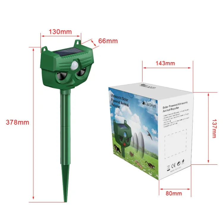 RC-543 야외 태양광 개 퇴치 적외선 초음파 동물 새 퇴치기, RC-543