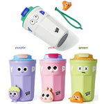 만화 열 보온 컵 316 스테인리스 커피 머그 물컵, 용량:, 400ml 흰색, 400ml 보라색, 400ml 분홍색, 400ml 연녹색