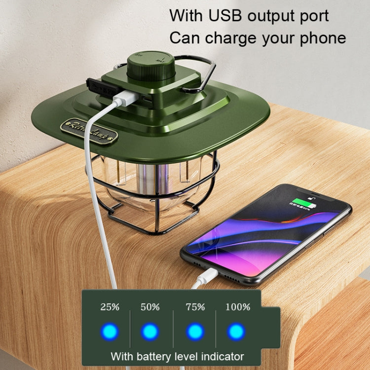LY02 LED 레트로 랜턴 손 텐트 램프 USB 충전 캠핑 조명, LY02 녹색, LY02 흰색, LY02 검정