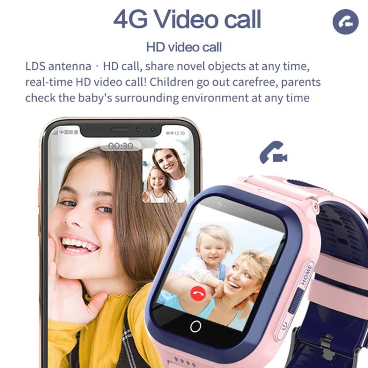 DF70 1.4인치 4G GPS + WIFI + LBS 위치 추적 어린이 통화 시계 SOS 기능 포함, 핑크, 블루, 블랙