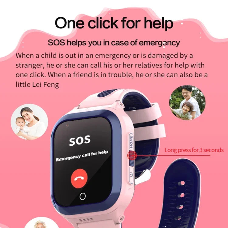 DF70 1.4인치 4G GPS + WIFI + LBS 위치 추적 어린이 통화 시계 SOS 기능 포함, 핑크, 블루, 블랙