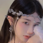 잎사귀 앞장식 왕관 머리띠 라인스톤 머리장식, 라인스톤 머리장식 실버, 라인스톤 머리장식 골드
