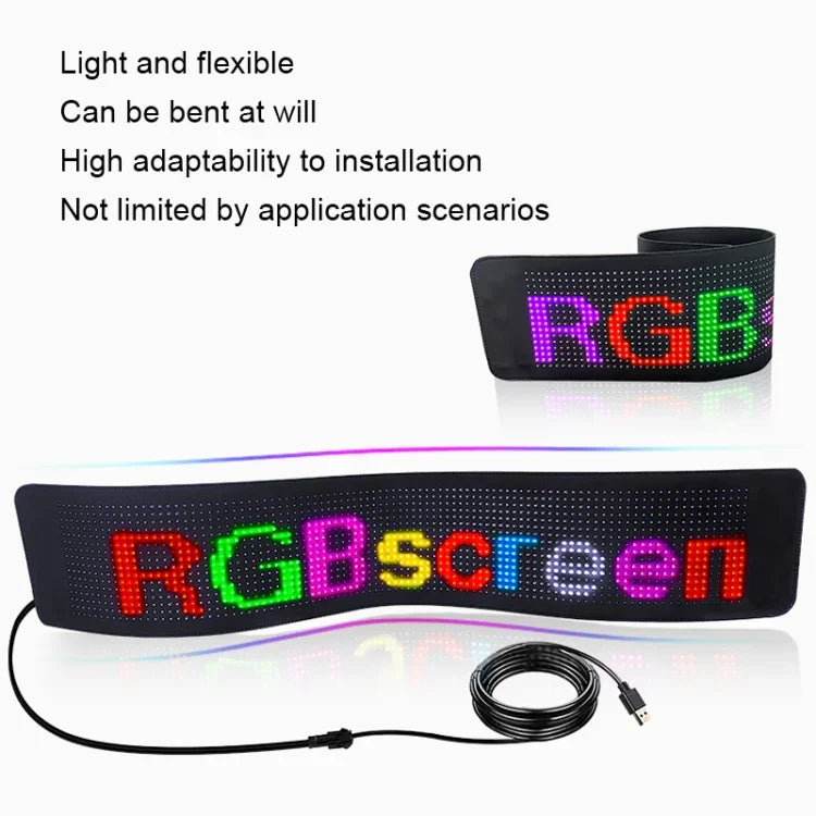 차량용 LED 유연 디스플레이 휴대폰 앱 제어 블루투스 연결, S1664RGB 390x107mm, S1696RGB 672x122mm, S3264RGB 390x187mm, S3296RGB 672x218mm