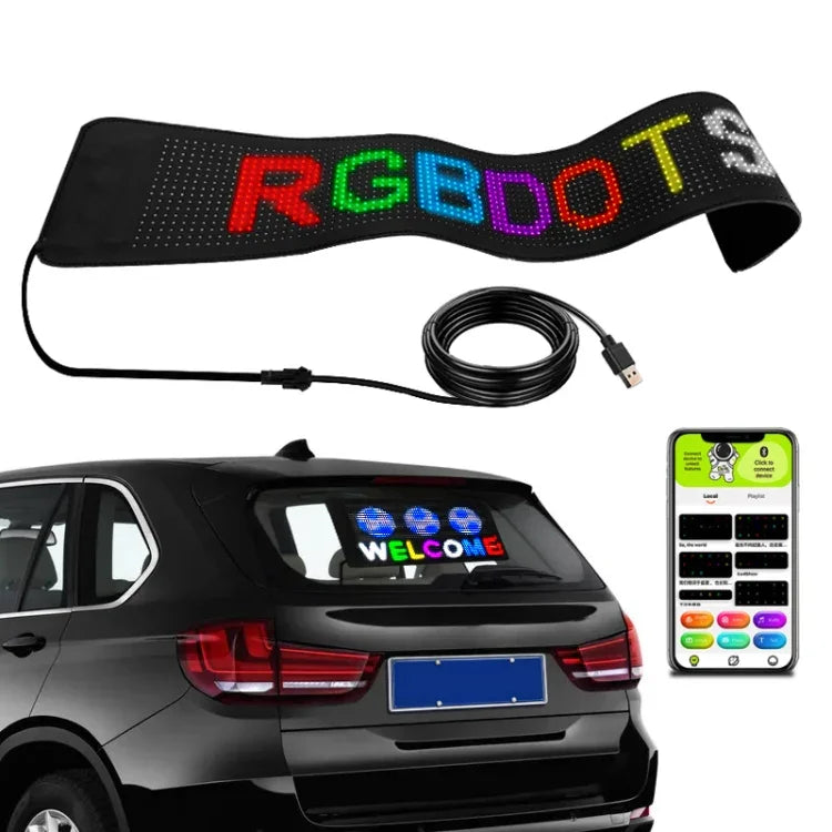 차량용 LED 유연 디스플레이 휴대폰 앱 제어 블루투스 연결, S1664RGB 390x107mm, S1696RGB 672x122mm, S3264RGB 390x187mm, S3296RGB 672x218mm