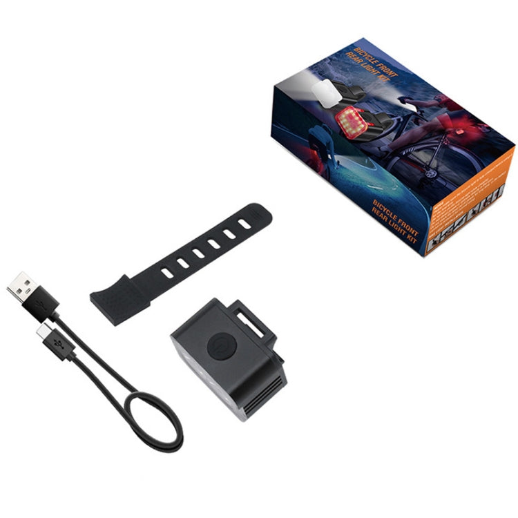 자전거 라이트 USB 충전 야외 LED 라이딩 램프 세트, 스타일:, 전조등, 후미등, 전조등+후미등