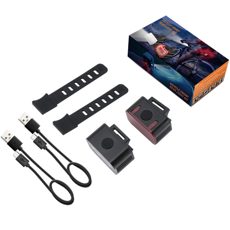 자전거 라이트 USB 충전 야외 LED 라이딩 램프 세트, 스타일:, 전조등, 후미등, 전조등+후미등