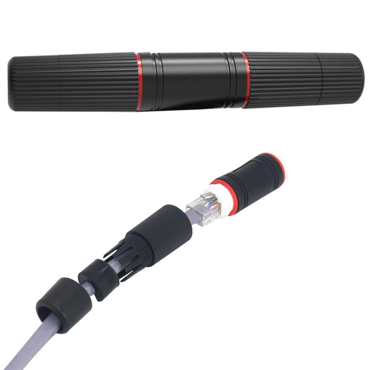 YM-8821 사전 조립된 네트워크 커넥터 실외 방수 네트워크 케이블 연장 더블 패스 헤드, 더블 패스 헤드