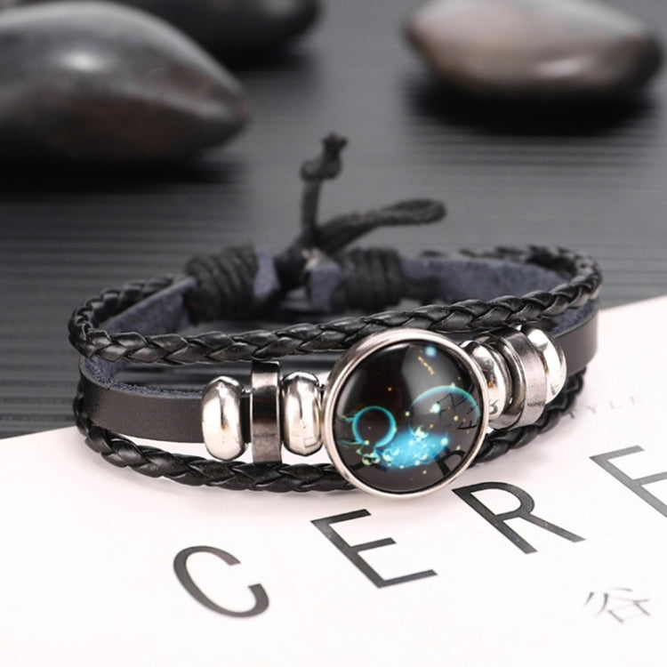 Twelve Constellations Multilayer Beaded Cowhide Bracelet, Style: Virgo Ordinary, Bracelet Leo Ordinary, Bracelet Libra Luminous, Bracelet Capricorn Luminous, Bracelet Scorpio Luminous, Bracelet Pisces Ordinary, Bracelet Cancer Luminous                 ...