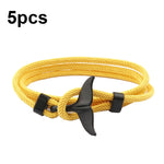 5pcs Whale Tail Braided Hand Rope Double Live Buckle Adjustable Bracelet, 5pcs Light Blue, 5pcs Beige, 5pcs Pink, 5pcs Yellow, 5pcs Red Wine, 5pcs Navy, 5pcs Khaki, 5pcs Red, 5pcs Black