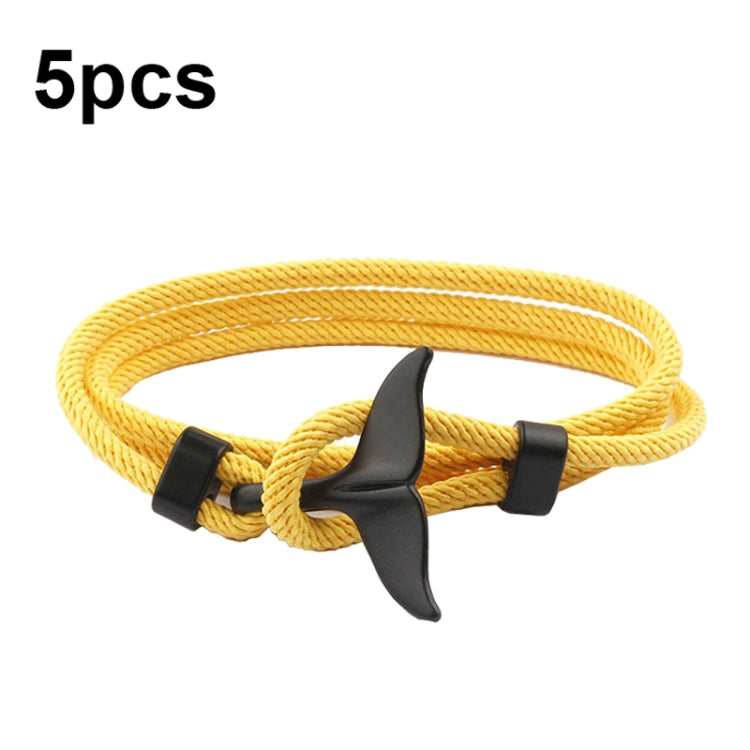 5pcs Whale Tail Braided Hand Rope Double Live Buckle Adjustable Bracelet, 5pcs Light Blue, 5pcs Beige, 5pcs Pink, 5pcs Yellow, 5pcs Red Wine, 5pcs Navy, 5pcs Khaki, 5pcs Red, 5pcs Black