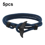 5pcs Whale Tail Braided Hand Rope Double Live Buckle Adjustable Bracelet, 5pcs Light Blue, 5pcs Beige, 5pcs Pink, 5pcs Yellow, 5pcs Red Wine, 5pcs Navy, 5pcs Khaki, 5pcs Red, 5pcs Black